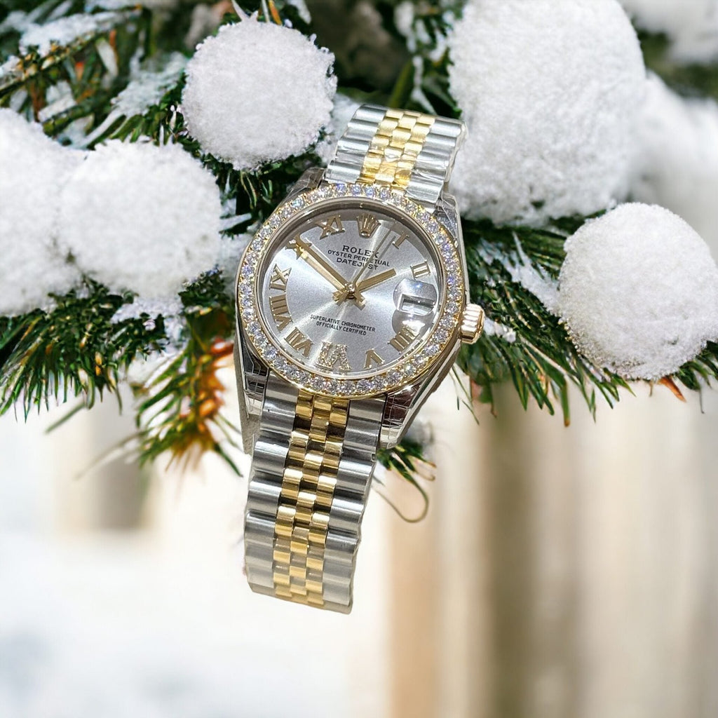 Rolex DateJust Watch With Moissanite Diamonds Demi Gold 31mm