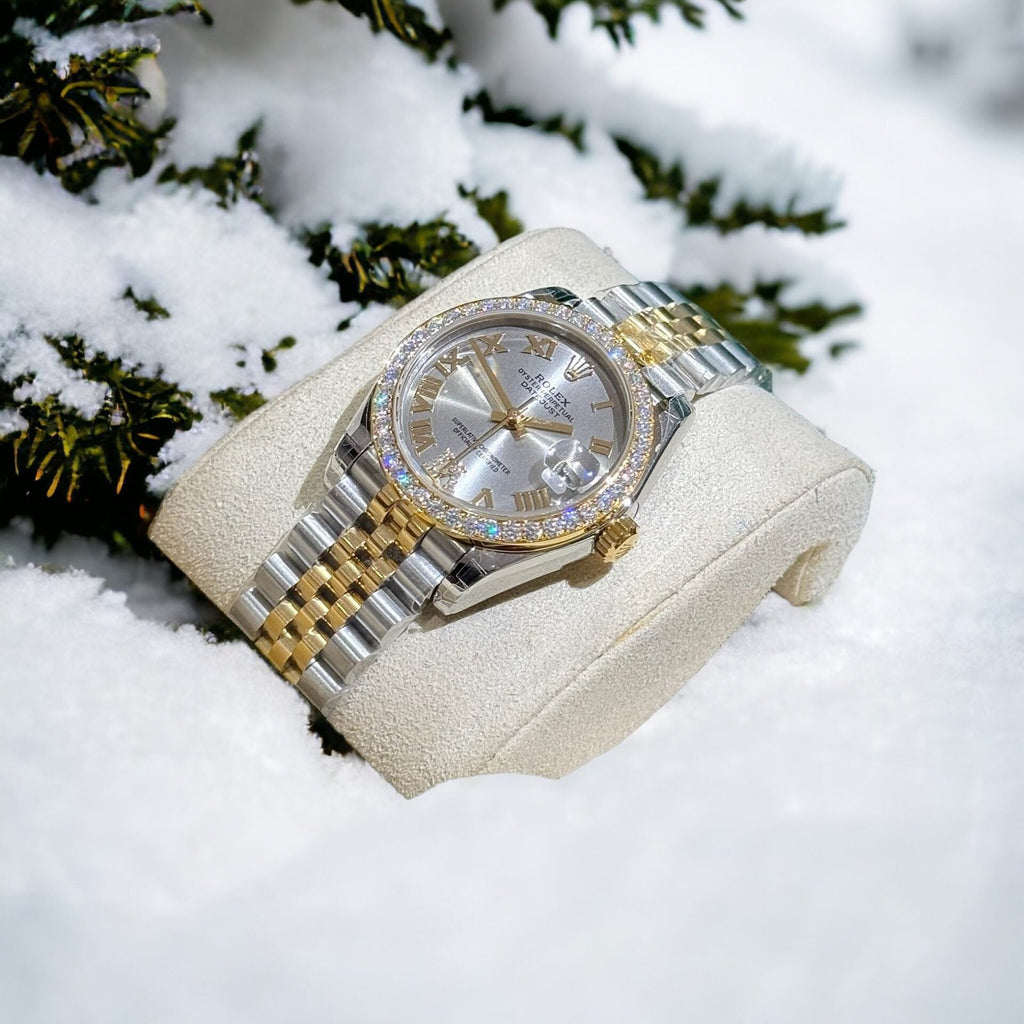 Rolex DateJust Watch With Moissanite Diamonds Demi Gold 31mm