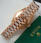 Rolex DateJust Women Dial Chocolate Watch Moissanite Diamonds + 18K Gold Wrapped 31mm