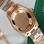 Rolex DateJust Women Dial Chocolate Watch Moissanite Diamonds + 18K Gold Wrapped 31mm
