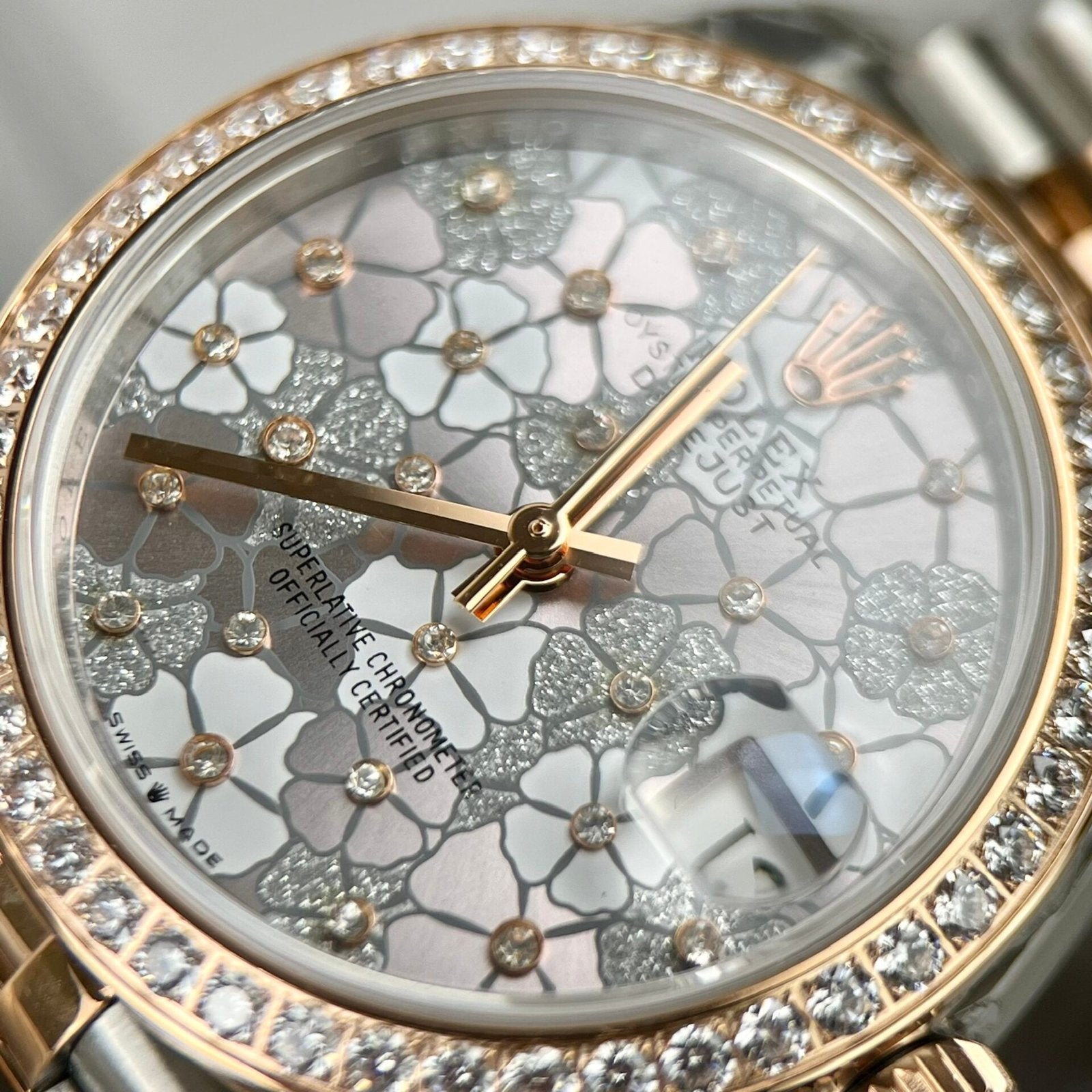 Rolex DateJust Watch Flower Dial With Diamond Bezel 31mm