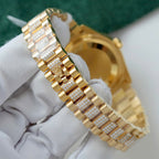 Rolex DateJust Women MOP Dial Watch 18K Gold Wrapped + Moissanite Diamonds 31mm