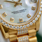 Rolex DateJust Women MOP Dial Watch 18K Gold Wrapped + Moissanite Diamonds 31mm