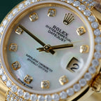 Rolex DateJust Women MOP Dial Watch 18K Gold Wrapped + Moissanite Diamonds 31mm