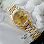 Rolex DateJust Women Dial Yellow Watch Gold Wrapped + Moissanite Diamonds 31mm