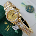 Rolex DateJust Women Dial Yellow Watch Gold Wrapped + Moissanite Diamonds 31mm