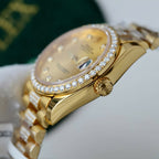 Rolex DateJust Women Dial Yellow Watch Gold Wrapped + Moissanite Diamonds 31mm
