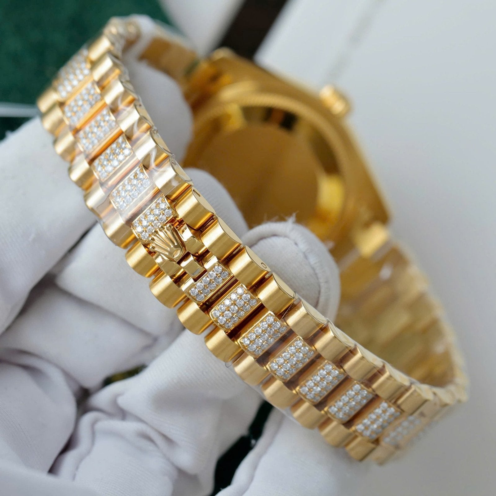 Rolex DateJust Women Dial Yellow Watch Gold Wrapped + Moissanite Diamonds 31mm