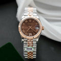 Rolex DateJust Women Demi Rose Gold Watch Chocolate Dial 31mm