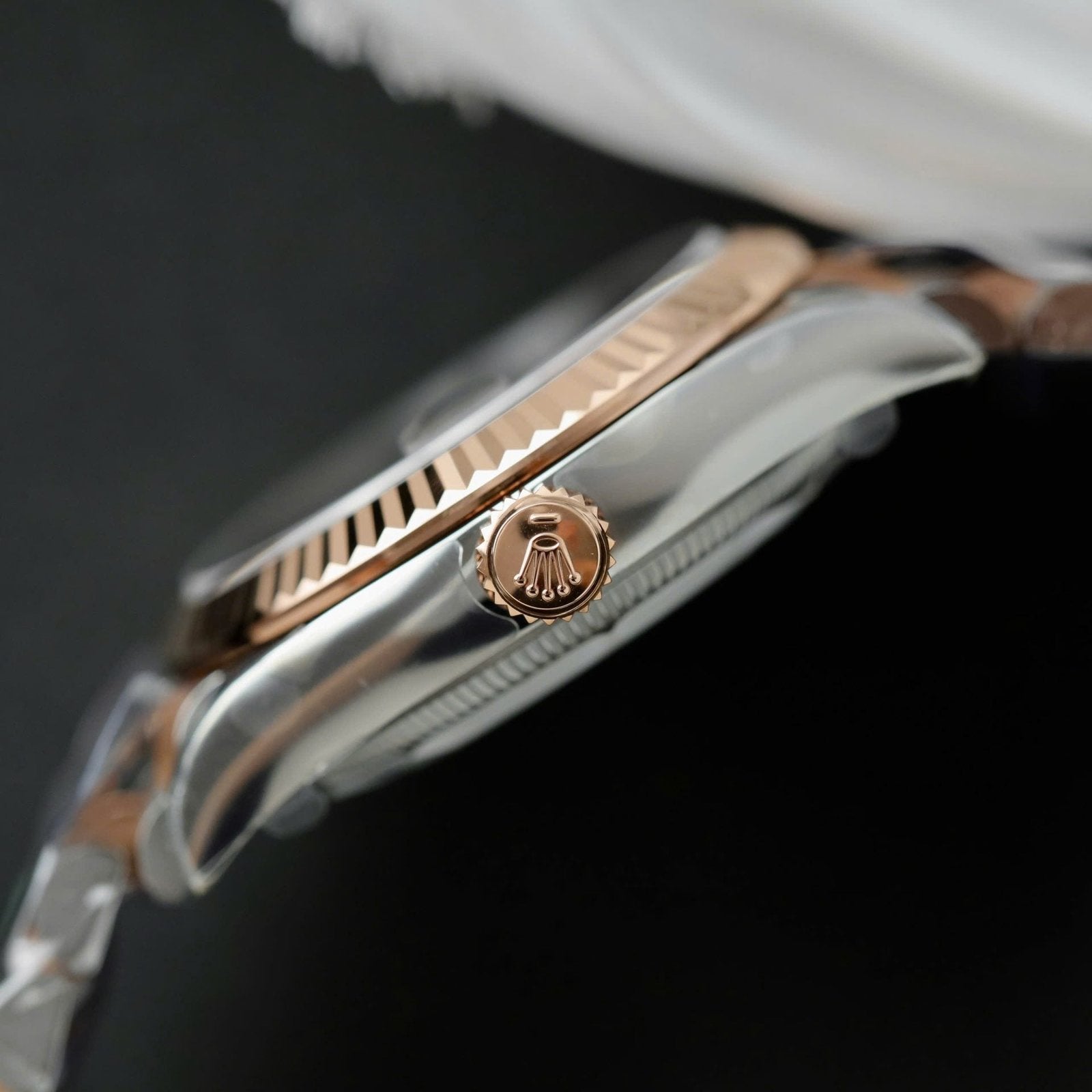 Rolex DateJust Women Demi Rose Gold Watch Chocolate Dial 31mm