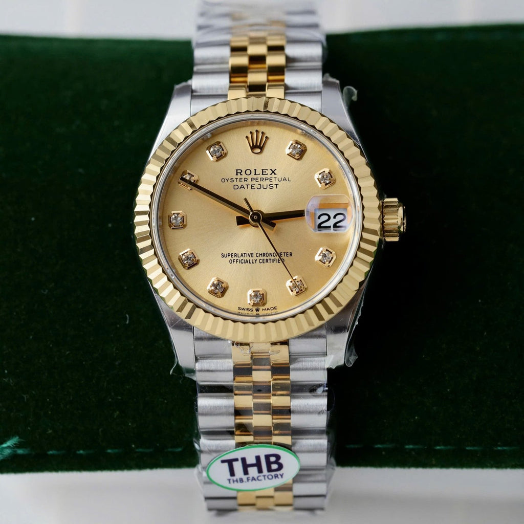 Rolex DateJust Watch Yellow Champagne Dial 31mm
