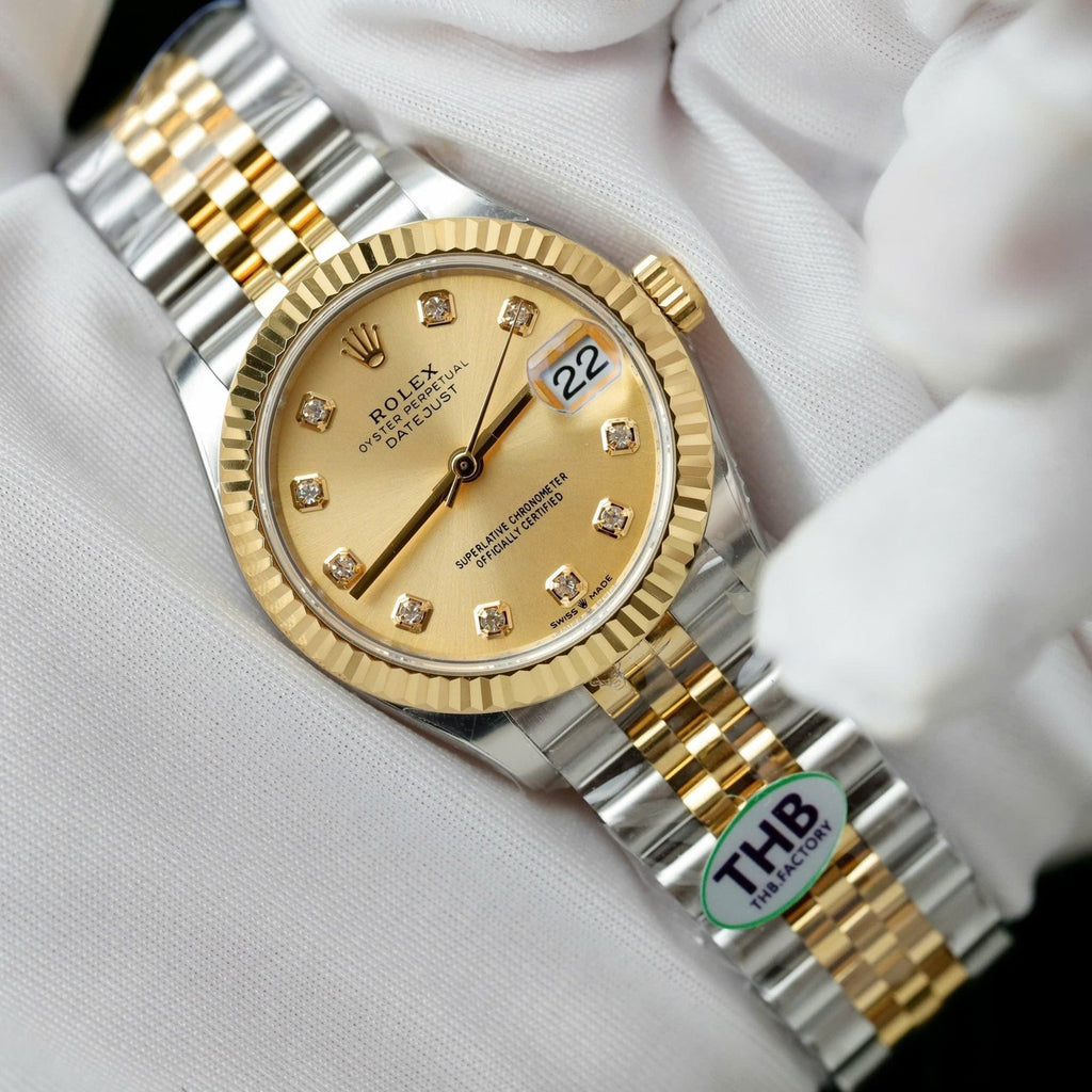 Rolex DateJust Watch Yellow Champagne Dial 31mm