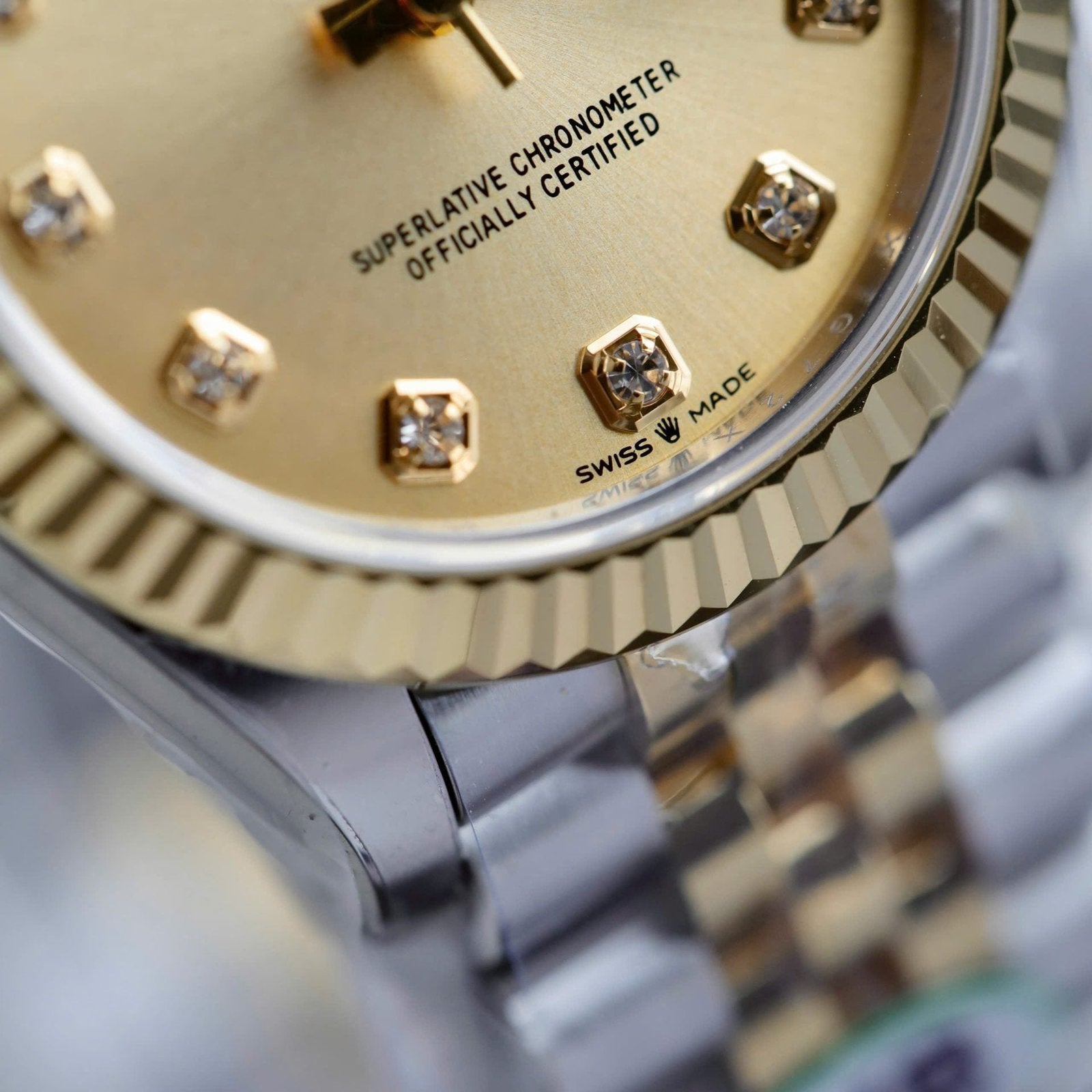 Rolex DateJust Watch Yellow Champagne Dial 31mm