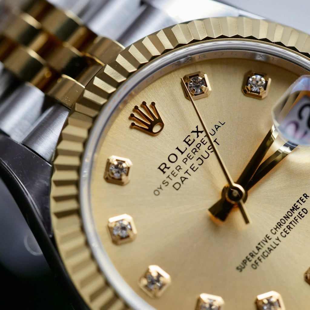 Rolex DateJust Watch Yellow Champagne Dial 31mm