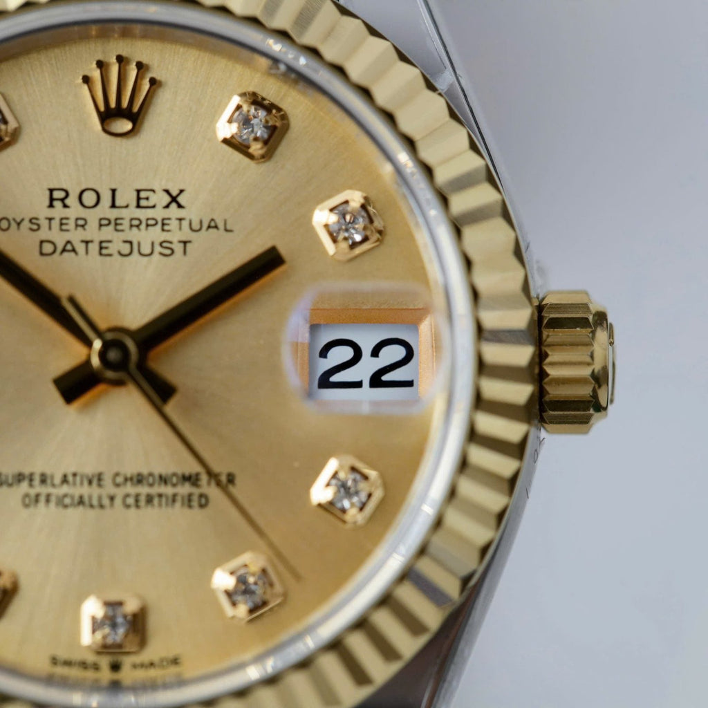 Rolex DateJust Watch Yellow Champagne Dial 31mm