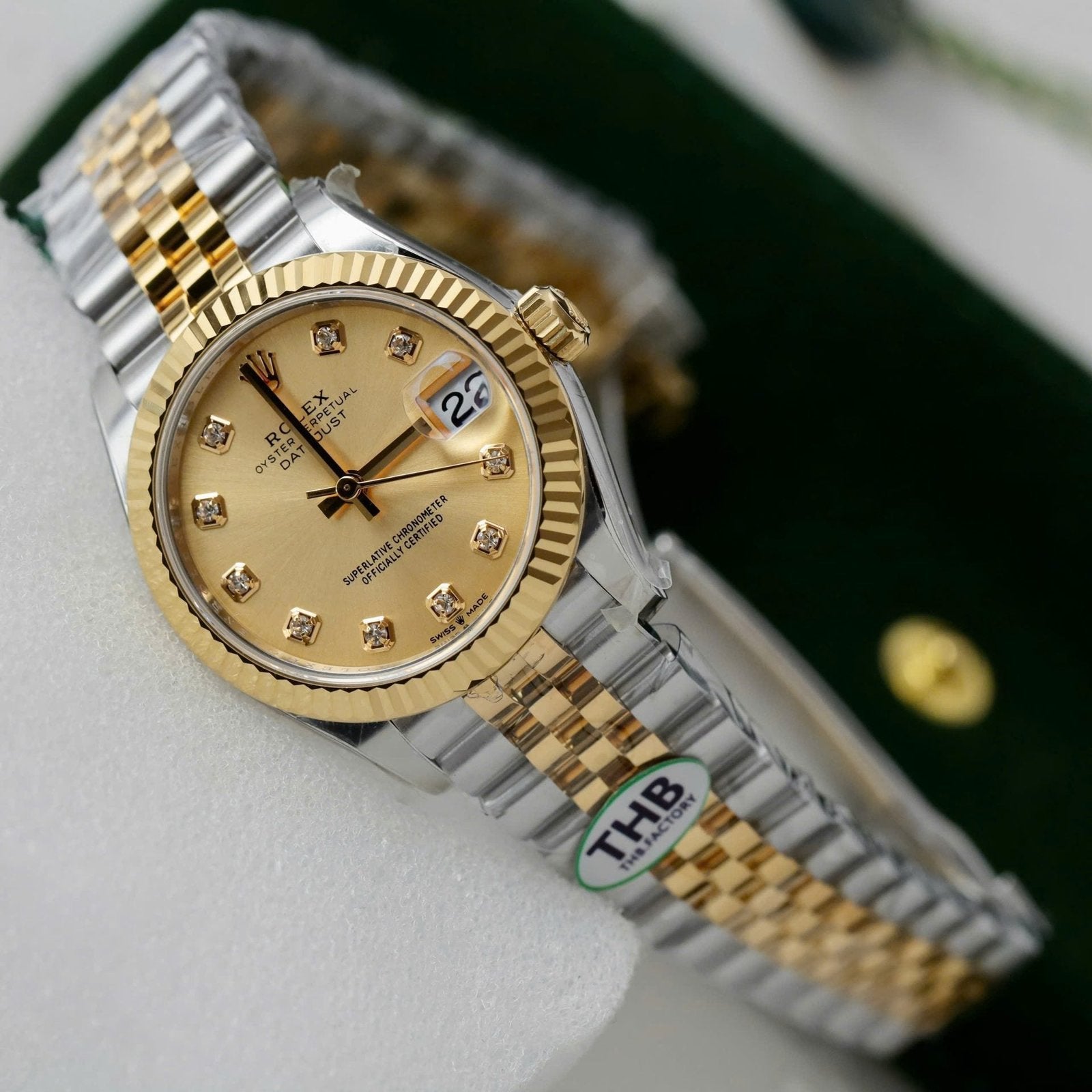 Rolex DateJust Watch Yellow Champagne Dial 31mm