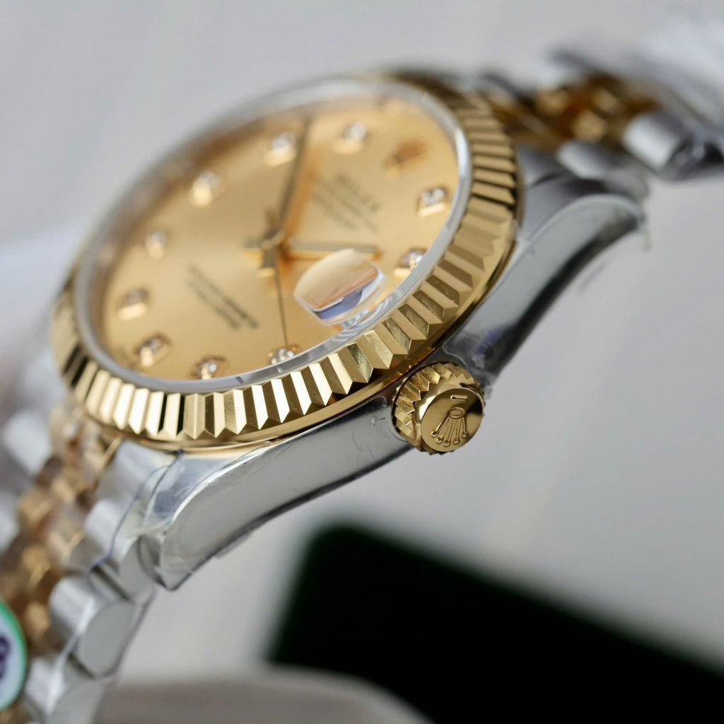 Rolex DateJust Watch Yellow Champagne Dial 31mm