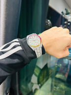 Rolex Date Just Rainbow Watch Moissanite Diamonds 41mm