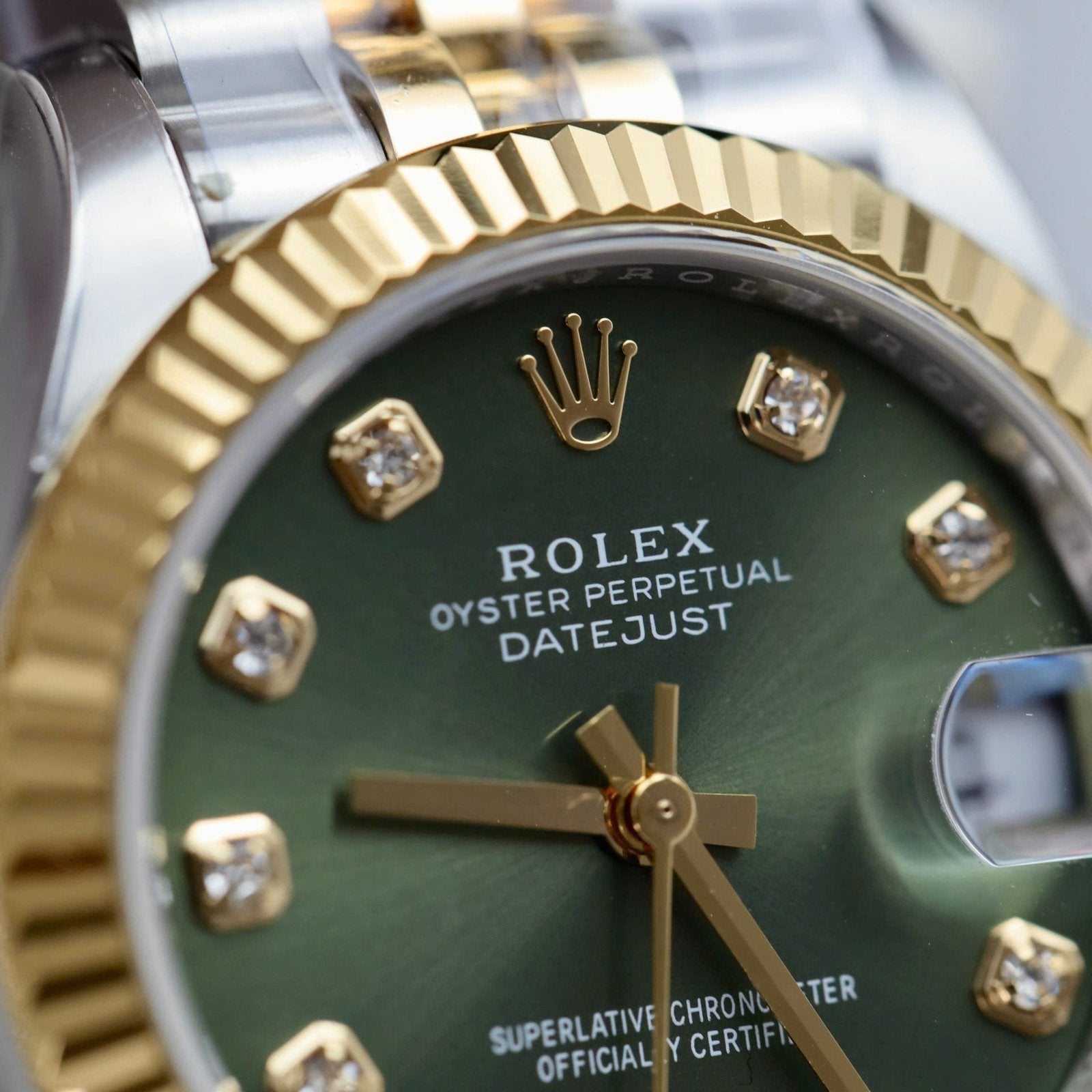 Rolex DateJust Watch Green Dial Jubilee Strap 31mm