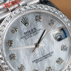 Rolex DateJust Watch Mother Of Pearl Dial With Moissanite Bezel 31mm