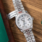 Rolex DateJust Watch Mother Of Pearl Dial With Moissanite Bezel 31mm