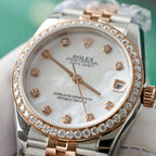 Rolex DateJust 11 Watch Dial Mother Of Pearl Moissanite Diamonds 31mm