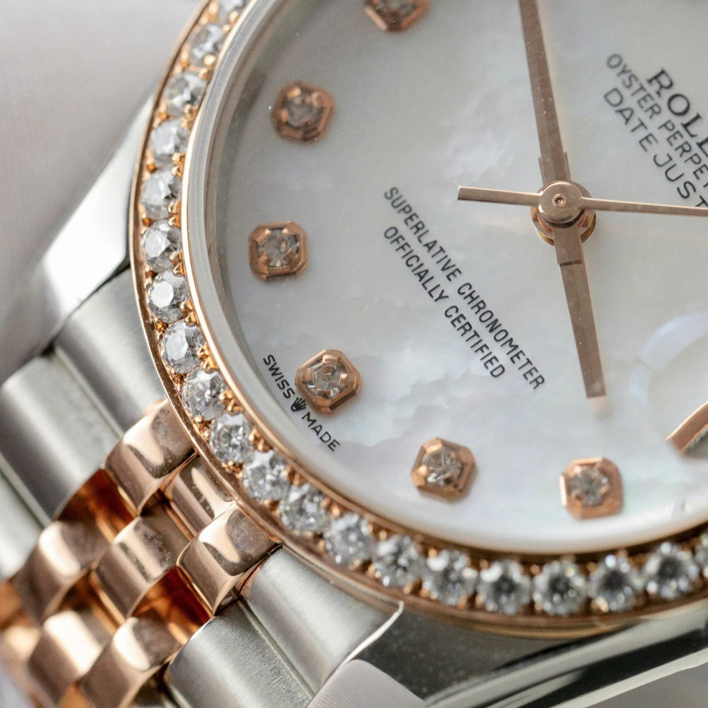 Rolex DateJust 11 Watch Dial Mother Of Pearl Moissanite Diamonds 31mm
