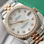 Rolex DateJust 11 Watch Dial Mother Of Pearl Moissanite Diamonds 31mm