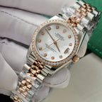 Rolex DateJust 11 Watch Dial Mother Of Pearl Moissanite Diamonds 31mm
