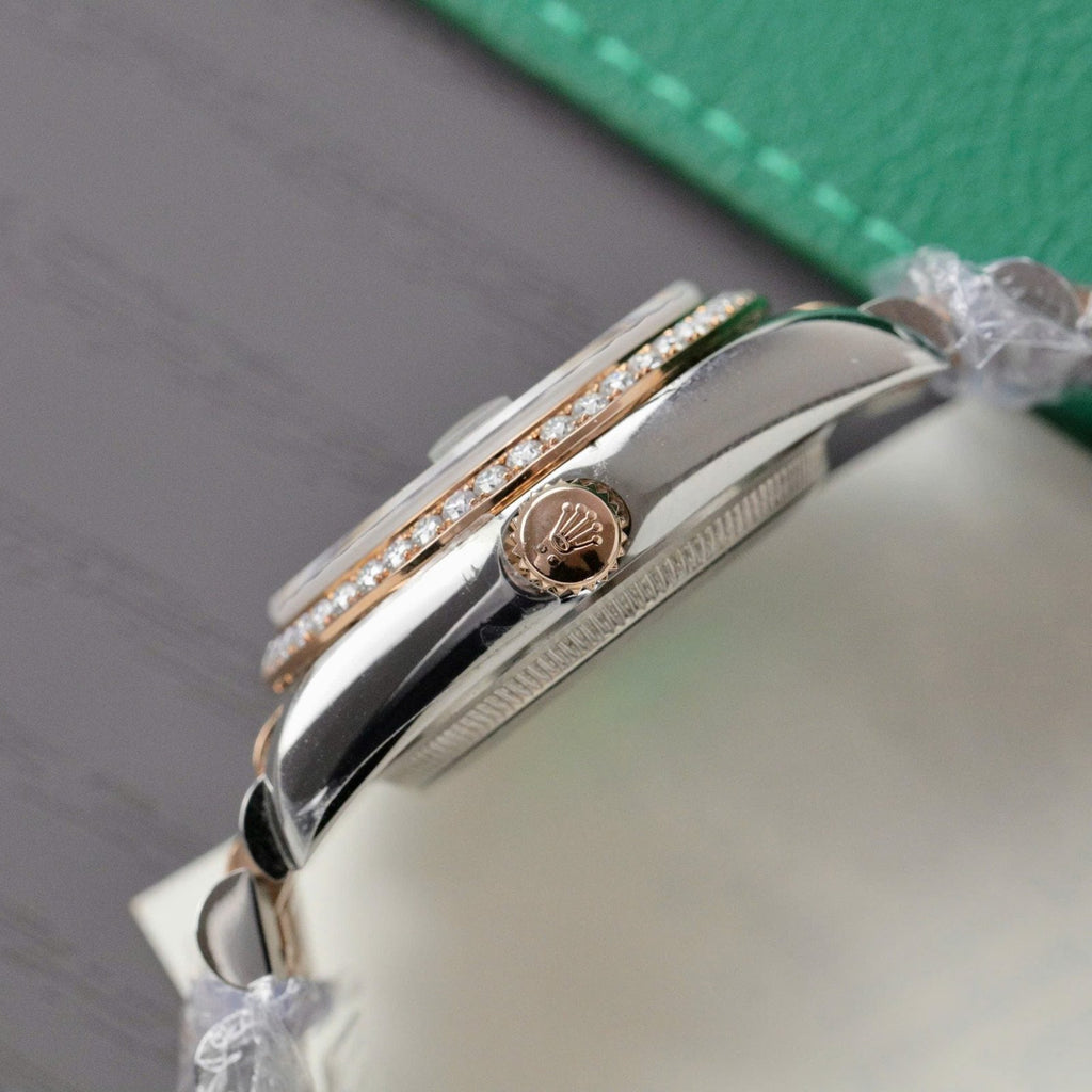 Rolex DateJust 11 Watch Dial Mother Of Pearl Moissanite Diamonds 31mm