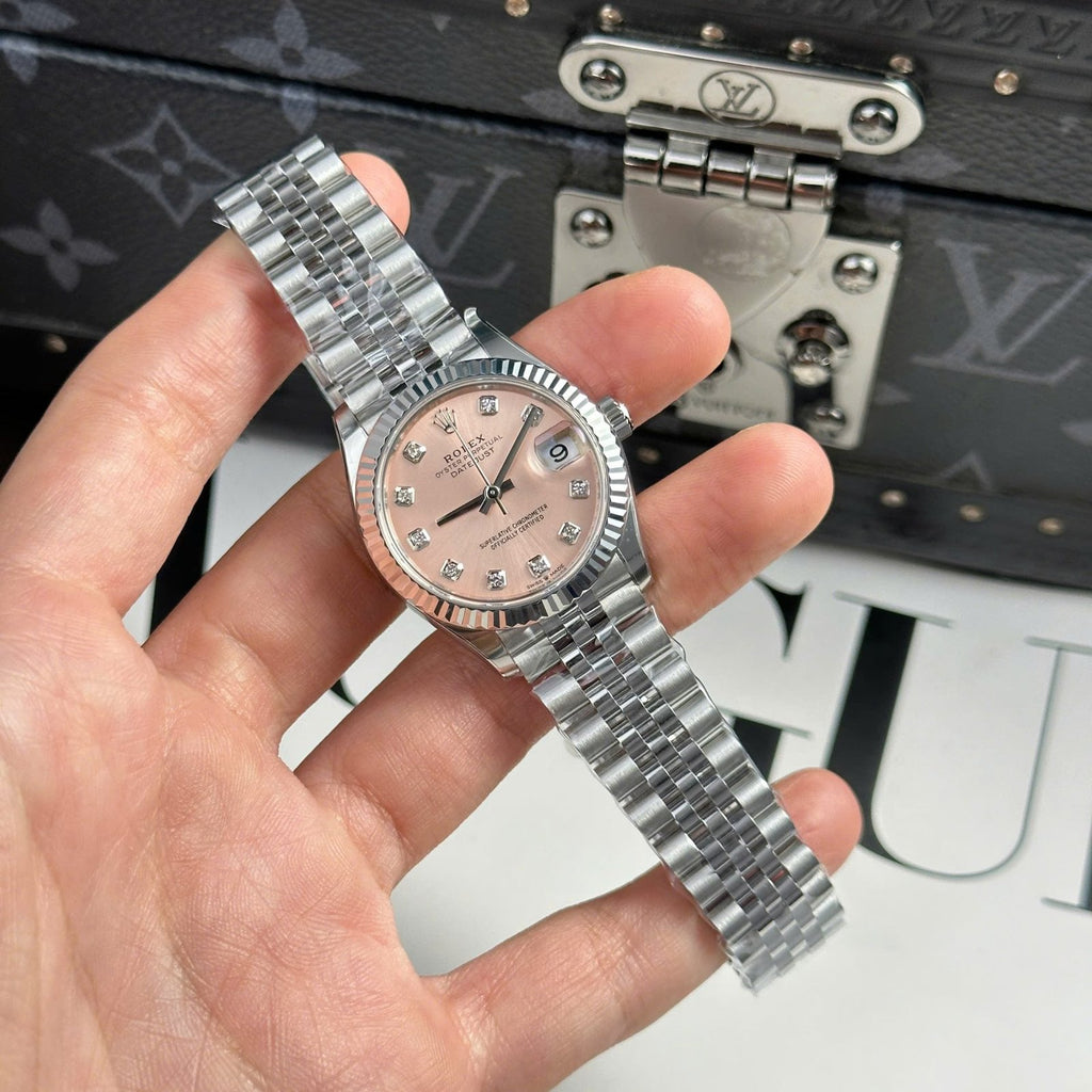 Rolex DateJust Watch Dial Pink Jubilee Strap 31mm