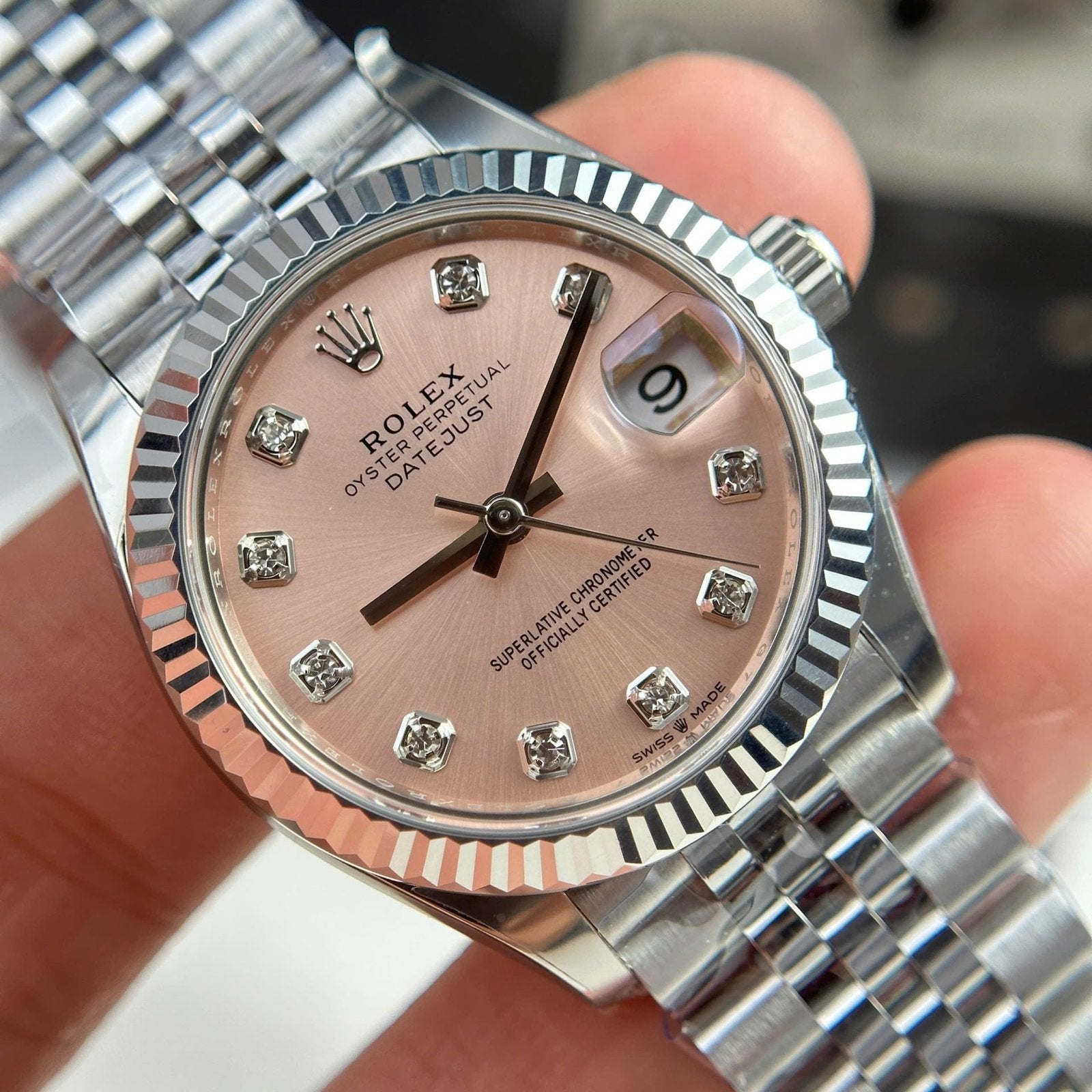 Rolex DateJust Watch Dial Pink Jubilee Strap 31mm