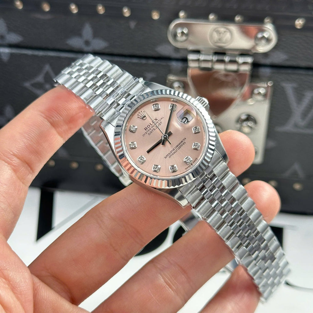 Rolex DateJust Watch Dial Pink Jubilee Strap 31mm