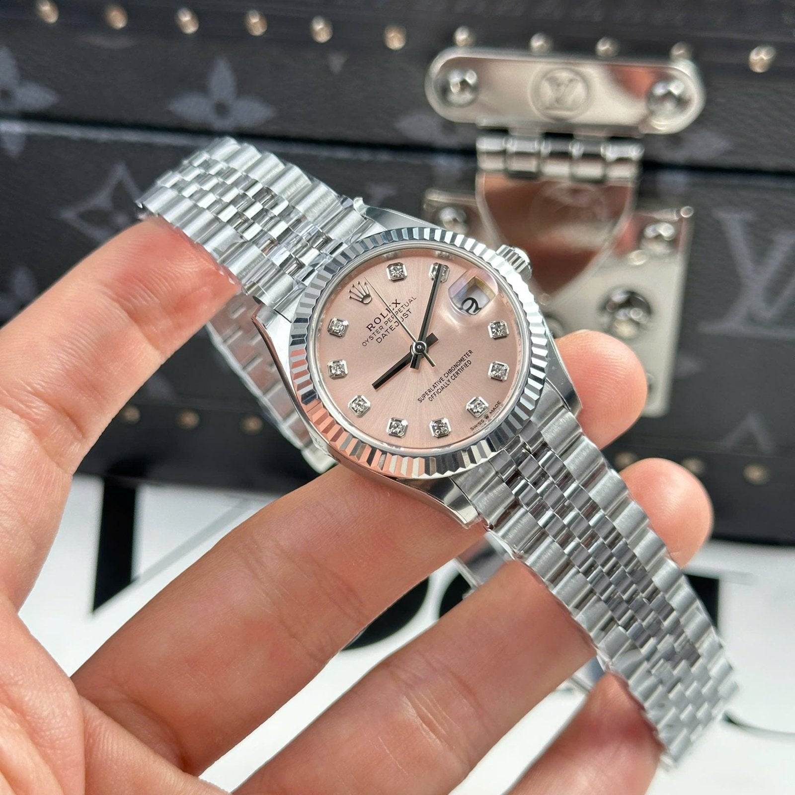 Rolex DateJust Watch Dial Pink Jubilee Strap 31mm