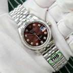 Rolex DateJust 11 Watch Wine Dial Jubilee Strap 31mm
