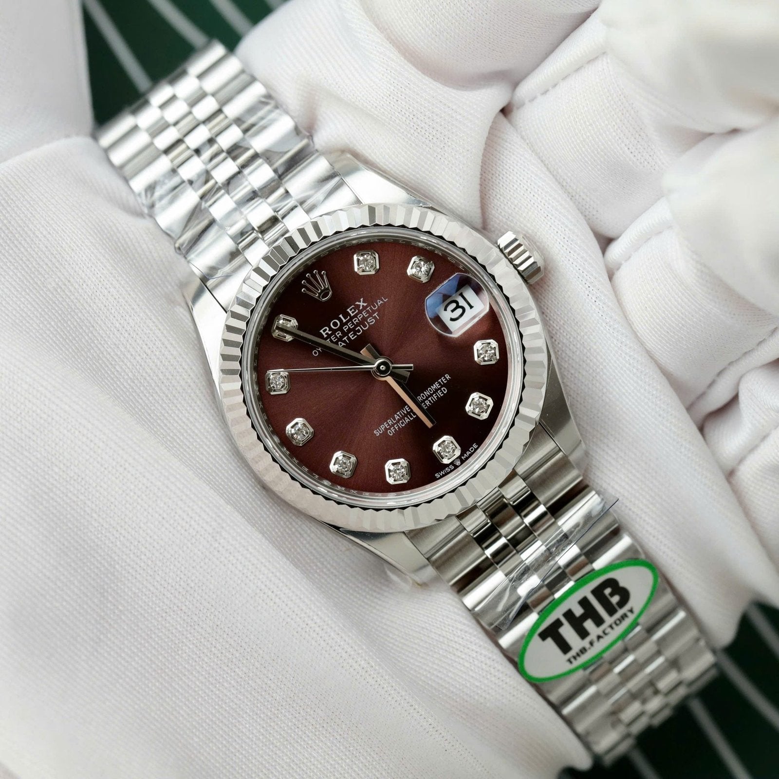 Rolex DateJust 11 Watch Wine Dial Jubilee Strap 31mm