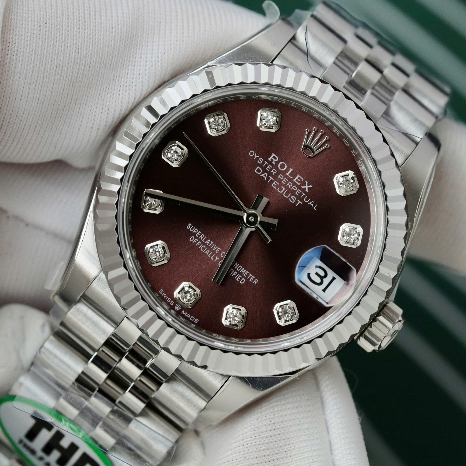 Rolex DateJust 11 Watch Wine Dial Jubilee Strap 31mm