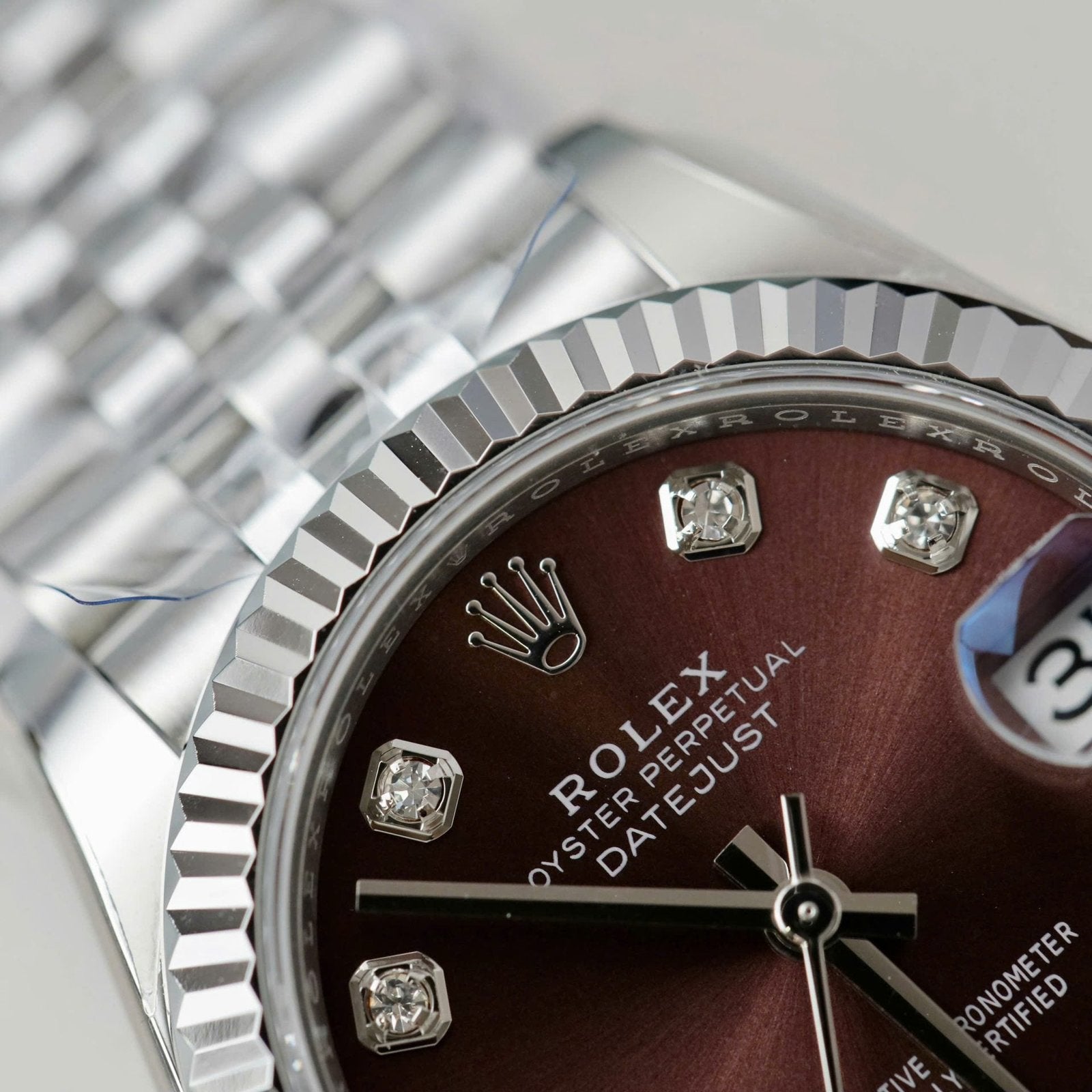 Rolex DateJust 11 Watch Wine Dial Jubilee Strap 31mm