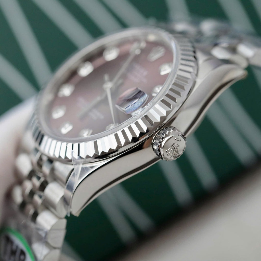 Rolex DateJust 11 Watch Wine Dial Jubilee Strap 31mm