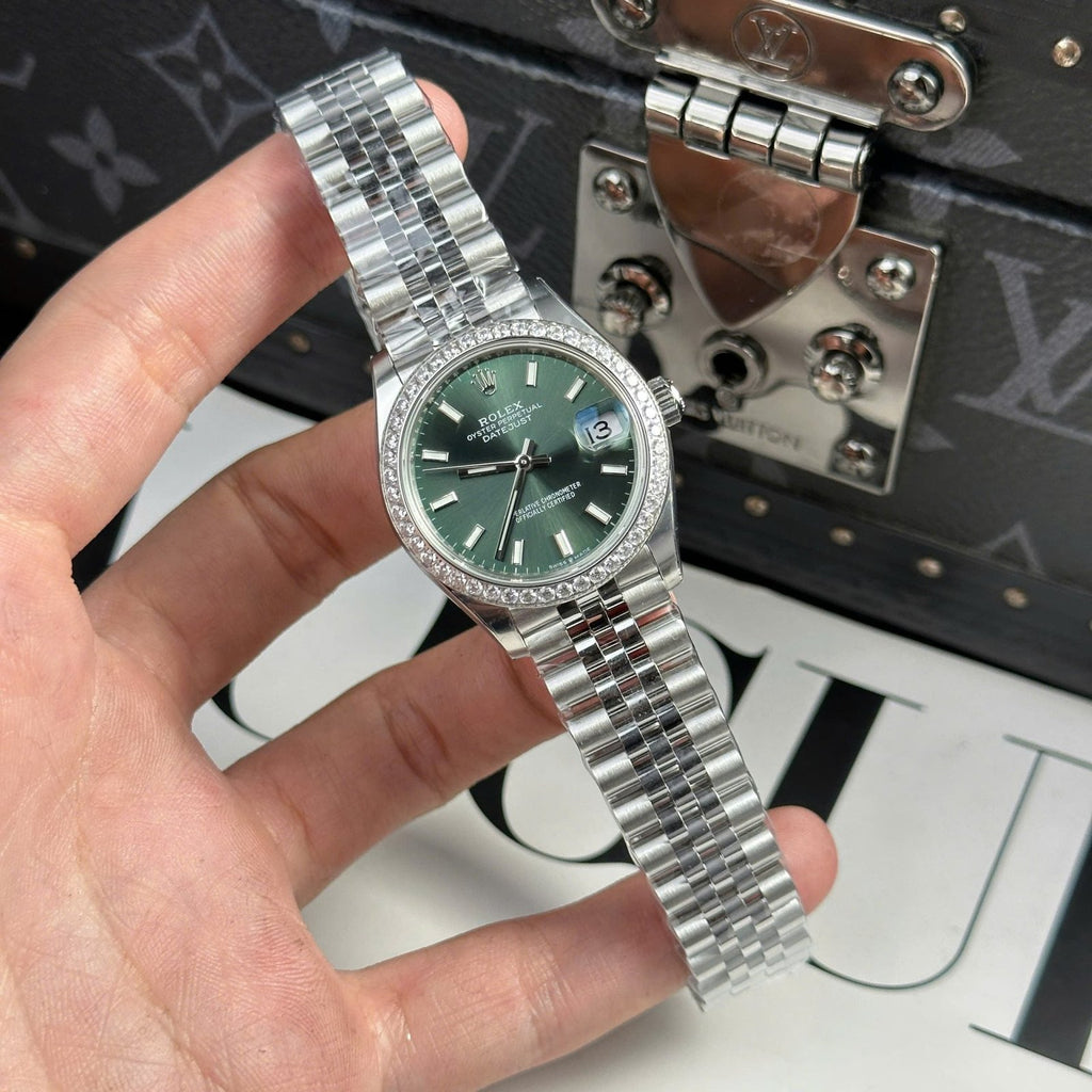 Rolex DateJust Watch Dial Green Jubilee Strap 31mm