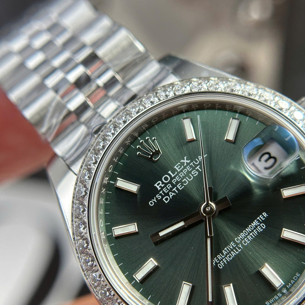 Rolex DateJust Watch Dial Green Jubilee Strap 31mm