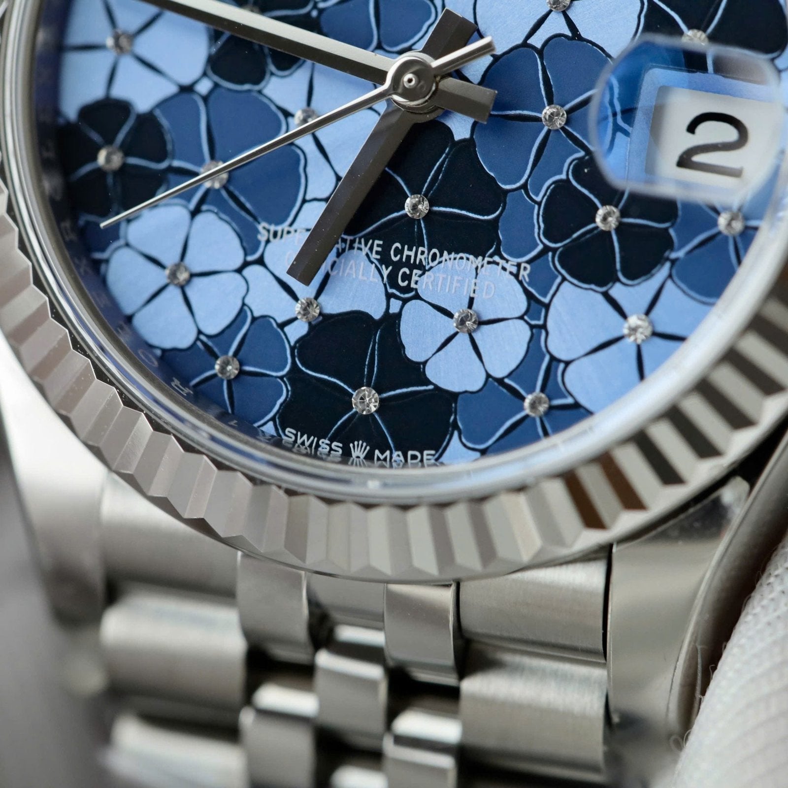 Rolex DateJust Watch Women Blue Flower Dial 31mm