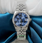Rolex DateJust Watch Women Blue Flower Dial 31mm
