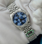 Rolex DateJust Watch Women Blue Flower Dial 31mm