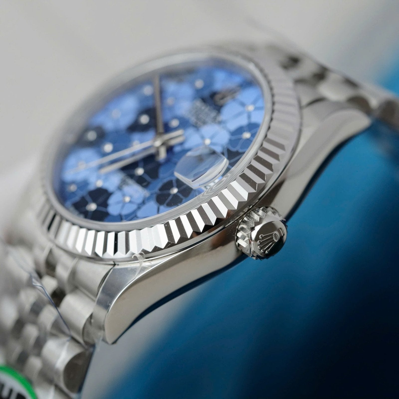 Rolex DateJust Watch Women Blue Flower Dial 31mm