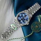 Rolex DateJust Watch Women Blue Flower Dial 31mm