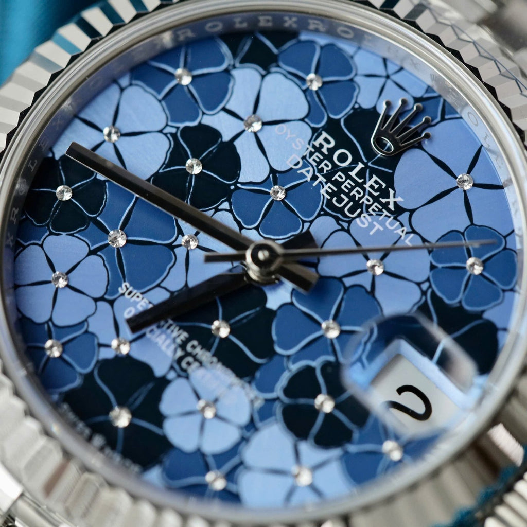 Rolex DateJust Watch Women Blue Flower Dial 31mm