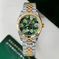 Rolex DateJust Watch Women Green Flower Dial 31mm