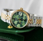 Rolex DateJust Watch Women Green Flower Dial 31mm