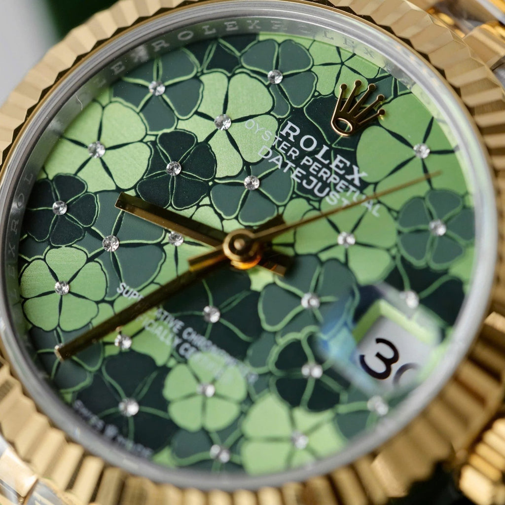 Rolex DateJust Watch Women Green Flower Dial 31mm